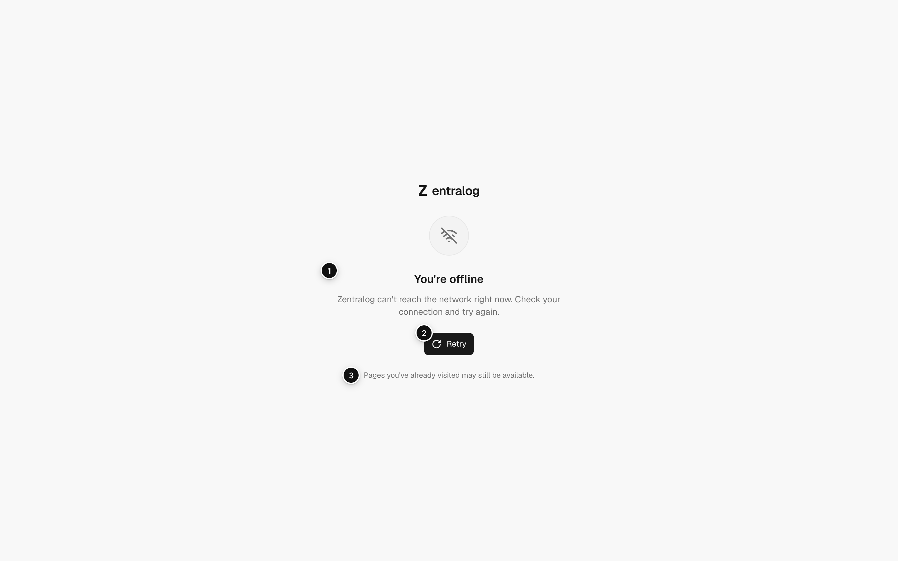 The You're offline screen with a Retry button