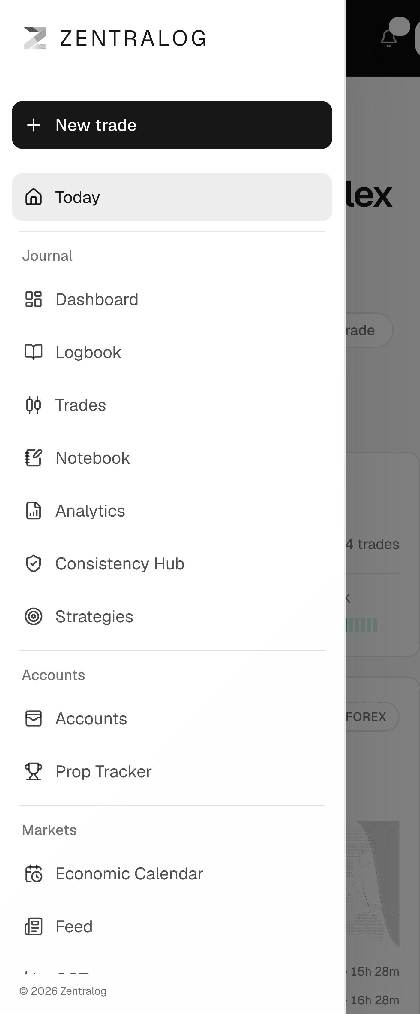 Mobile menu listing every section and page