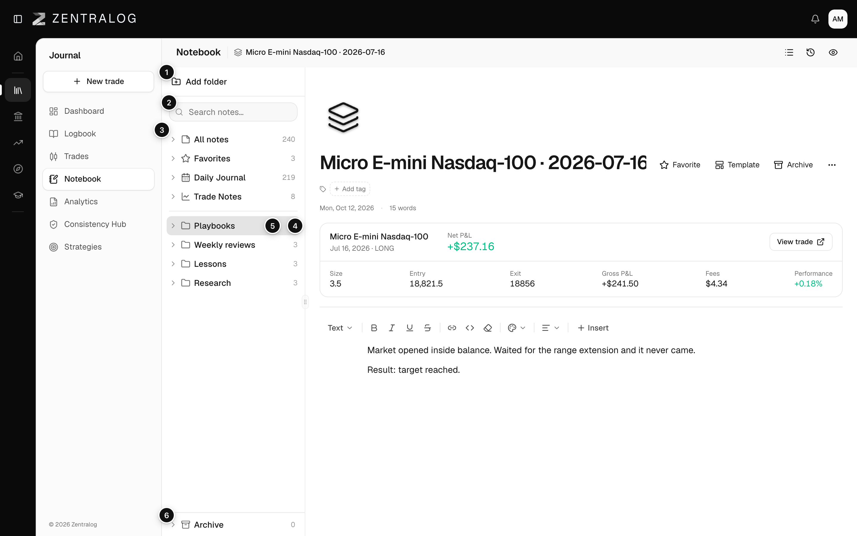 The Notebook sidebar with Add folder, search, categories and folders