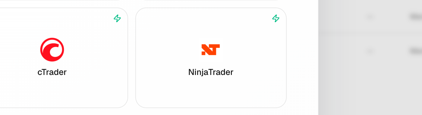 The NinjaTrader tile in the Main brokers grid